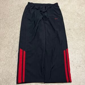 Nike Y2K Baggy Skater Lined Red Striped Black Trackpants 2XL